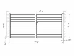 EXPERTLAND Portón|Portón motorizado de aluminio color antracita NAZARIO - Ancho 392 x Alt. 173 cm