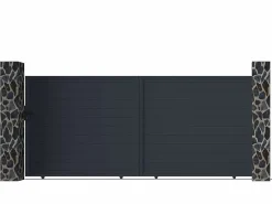 EXPERTLAND Portón|Portón motorizado de aluminio color antracita NAZARIO - Ancho 374 x Alt. 180 cm