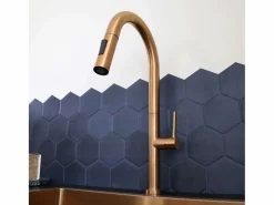 Essebagno Grifo De Cocina|Portofino Mezclador de lavabo con teleducha extraíble en cobre cepillado