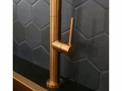 Essebagno Grifo De Cocina|Portofino Mezclador de lavabo con teleducha extraíble en cobre cepillado