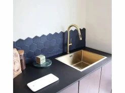 Essebagno Portofino Mezclador de lavabo con teleducha extraíble en oro cepillado Dorado Online