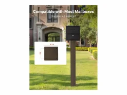 Buzón|Poste de Buzón SucceBuy, 109,4 x 11 x 11 cm, Soporte de Buzón Empotrado de Acero con Revestimiento en Polvo, Kit de Poste Metálico