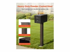 Buzón|Poste de Buzón SucceBuy, 109,4 x 11 x 11 cm, Soporte de Buzón Empotrado de Acero con Revestimiento en Polvo, Kit de Poste Metálico
