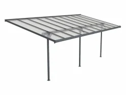 EXPERTLAND Cochera|Pérgola|Pérgola adosada aluminio 18,8 m² antracita ALVARO - Ancho 618 x Prof305 x Alt240/285 cm