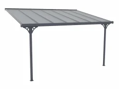 EXPERTLAND Pérgola adosada aluminio 13,2 m² antracita ALVARO - Ancho 436 x Prof 305 x Alt 240/285 cm Gris antracita