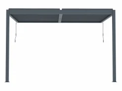EXPERTLAND Pérgola adosada bioclimática de aluminio con láminas orientables 11,85 m², MANDELLO Gris antracita Online