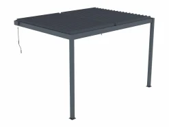 EXPERTLAND Pérgola adosada bioclimática de aluminio con láminas orientables 11,85 m², MANDELLO Gris antracita Online