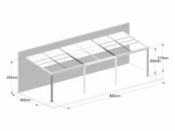 EXPERTLAND Pérgola adosada con techo deslizante - 27 m² - antracita - IZEDA Gris antracita Discount