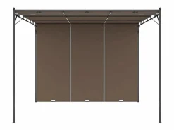 vidaxl Pérgola Amapola techo corredizo + cortina lateral taupe 225x300x300 cm Gris Discount