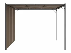 vidaxl Pérgola Amapola techo corredizo + cortina lateral taupe 225x300x300 cm Gris Discount