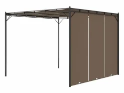 vidaxl Pérgola Amapola techo corredizo + cortina lateral taupe 225x300x300 cm Gris Discount