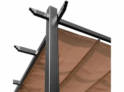 Pérgola autoportante 3 × 4 x 2.23 m - techo retráctil - lona marrón - estructura de aluminio -^DripeX Best