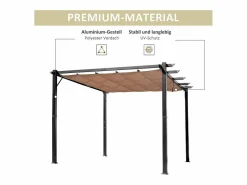 Pérgola autoportante 3 × 4 x 2.23 m - techo retráctil - lona marrón - estructura de aluminio -^DripeX Best