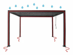 EXPERTLAND Pérgola|Pérgola bioclimática aluminio 15m² cortina retráctil An.300 cm - Antracita - ALMAFI