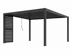 EXPERTLAND Pérgola bioclimática autoportante de aluminio 12m² con celosía - Antracita - ALMAFI Gris antracita Online
