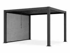 EXPERTLAND Pérgola bioclimática autoportante aluminio 12m² cortina retráctil - Antracita - ALMAFI Gris antracita Best