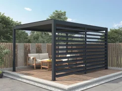 EXPERTLAND Pérgola|Pérgola bioclimática autoportante en aluminio 12 m² antracita con celosía - AMADORA