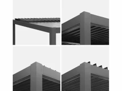 Sweeek Pérgola bioclimática de aluminio y acero 3x4m + 3 persianas 1.3m Negro Best