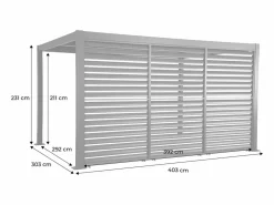 Sweeek Pérgola bioclimática de aluminio y acero 3x4m + 3 persianas 1.3m Negro Best