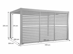 Sweeek Pérgola bioclimática de aluminio y acero 3x4m + 3 persianas 1.3m Negro Best
