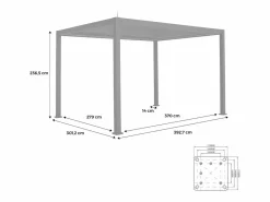 Sweeek Pérgola bioclimática de aluminio con iluminación led 3x4m antracita Negro Discount