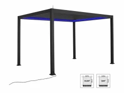 Sweeek Pérgola bioclimática de aluminio con iluminación led 3x4m antracita Negro Discount