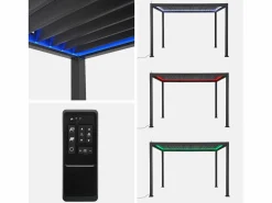 Sweeek Pérgola bioclimática de aluminio con iluminación led 3x4m antracita Negro Discount