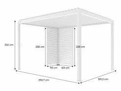Sweeek Pérgola|Pérgola bioclimática de aluminio 3x4m + 1 persiana 1m+ 1 persiana 1.3m