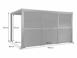 Pérgola bioclimática de aluminio y acero 3x4m + 3 persianas de 1.3m^Sweeek Discount