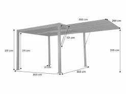 Sweeek Pérgola bioclimática de aluminio y acero 3x3m + toldo 3m antracita Gris Online