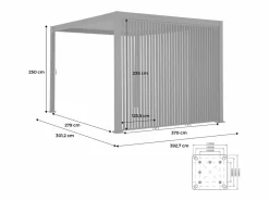 Sweeek Pérgola bioclimática de aluminio 3x4m + 3 persianas verticales 1.3m Negro Online