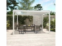Sweeek Pérgola|Pérgola bioclimática de aluminio 3x4m + 3 persianas de 130cm