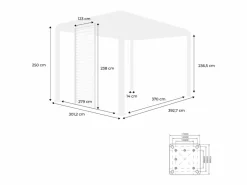 Sweeek Pérgola|Pérgola bioclimática de aluminio 3x4m + 3 persianas de 130cm antracita