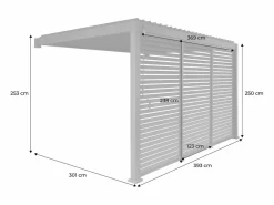 Sweeek Pérgola bioclimática de aluminio adosada 3x4m + 3 persianas 1.3m Negro Best