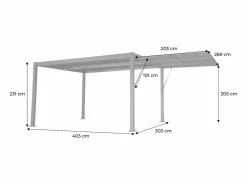 Sweeek Pérgola bioclimática de aluminio y acero 3x4m + toldo 3m antracita Negro New