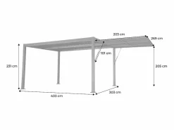 Sweeek Pérgola bioclimática de aluminio y acero 3x4m + toldo 3m antracita Negro New
