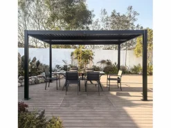 Concept-Usine Pérgola|Pérgola bioclimática de 4x3m con estructura y lamas de aluminio antracita NAXOS