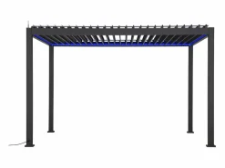 Sweeek Pérgola bioclimática triomphe 3x4m led + toldo de 4m antracita Negro Hot