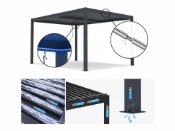 Pérgola bioclimática "Windsor" de aluminio con led 3 x 4 -^Habitat et jardin Clearance