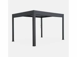 Sweeek Pérgola bioclimática 3x4m con toldo vertical de 4m antracita Gris antracita Discount