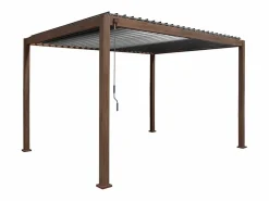 Sweeek Pérgola bioclimática 3x4m con 2 toldos verticales de 3m y 4m madera Marru00f3n Online