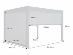 Sweeek Pérgola bioclimática 3x4m con 2 toldos verticales de 3m y 4m madera Marru00f3n Online