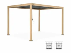Pérgola bioclimática 3x4m de aluminio con lamas orientables madera^Sweeek