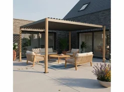 Sweeek Pérgola bioclimática 3x4m de aluminio y acero con lamas orientables y Marru00f3n Sale