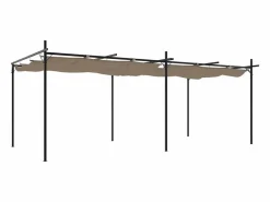 Pérgola con techo retráctil color topo 589x292x230 cm^ Best