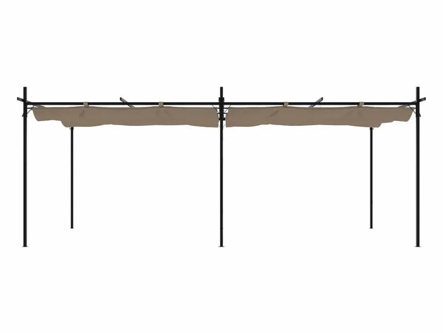 Pérgola con techo retráctil color topo 589x292x230 cm^ Best