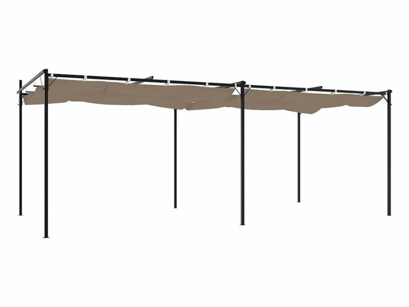 Pérgola con techo retráctil color topo 589x292x230 cm^ Best