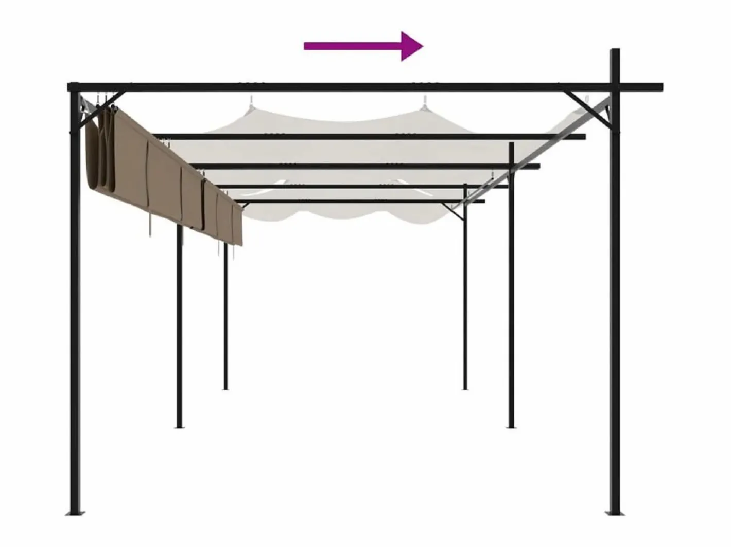 Pérgola con techo retráctil color topo 589x292x230 cm^ Best