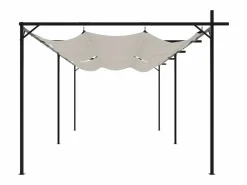 Pérgola con techo retráctil 589x292x230 cm Crema Clearance
