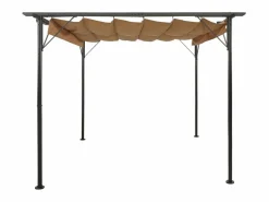 Pérgola con tejado retráctil acero gris taupe 3x3 m 180 g/m² ES231868 Topo Sale